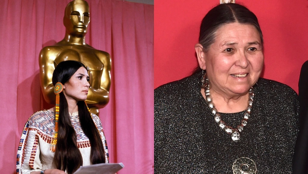 Sacheen Littlefeather, Who Delivered Marlon Brando’s Oscar Rejection Speech, Dies at 75. 2 Sacheen Littlefeather Split Getty H 2022